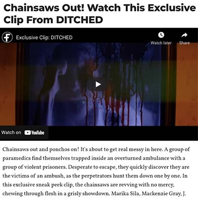 Chainsaws Out! Watch This Exclusive Clip From DITCHED